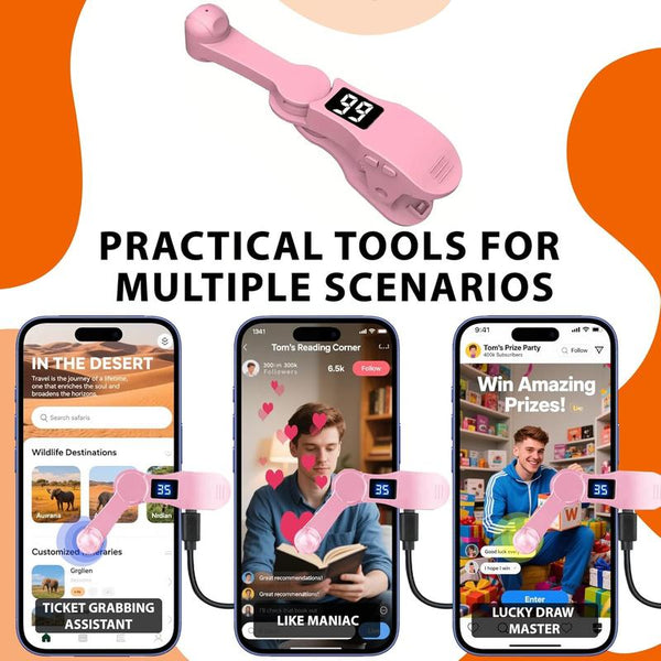 Auto Clicker for Iphone & Tiktok Live - Auto Tap, Auto Screen Tapper for Smart Phone, Customizable Timing for Social Media, Broadcasts Likes, Lightning Deal, Reward Task (Pink)