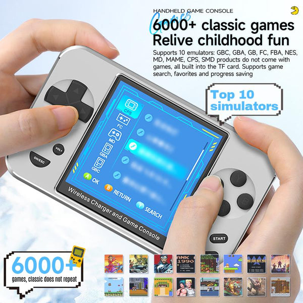 Handheld Game Console with 6000+ Video Games 5000Mah Retro Gaming Console 2-In-1 Portable Charger IPS Screen with Multiple Emulators