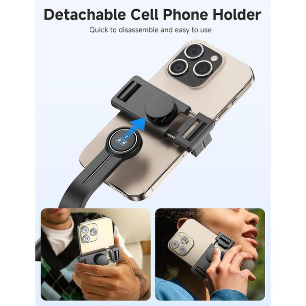 Portable Selfie Stick, 4 in 1 Extendable Phone Tripod Stand with Detachable Remote & Phone Holder 360? Rotating Mini Travel Tripod Compatible with 16/15/14/13 Pro/Android/