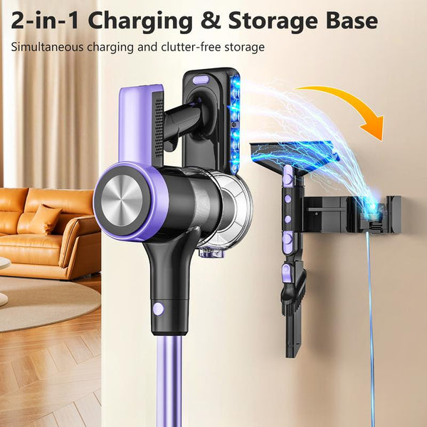 VICEASE Cordless Vacuum Cleaner 500W 46Kpa 50Mins Runtime Self-Standing Wall Mount Charging Stick Vacuum for Hard Floor Carpet Pet Hair Car with 3 Nozzles