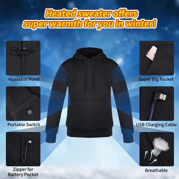 Women USB Heating Hoodies Men Vintage Gothic Heated Jacket Long Sleeve Streetwear Loose Coats Harajuku Sweatshirts