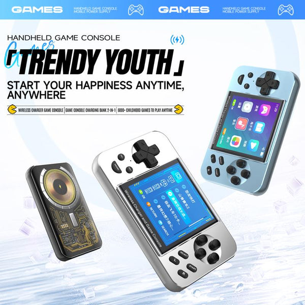 Handheld Game Console with 6000+ Video Games 5000Mah Retro Gaming Console 2-In-1 Portable Charger IPS Screen with Multiple Emulators