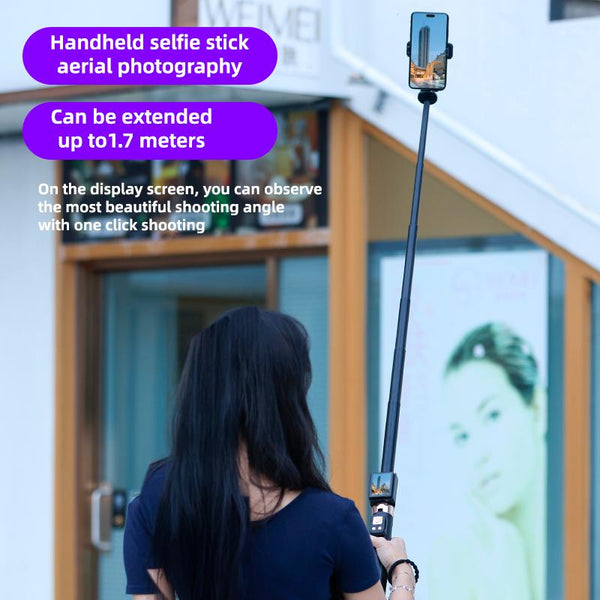 Multi Functional Projection Rear Camera Selfie Stick, Phone Tripod, with Selfie Monitor Screen and 2 LED Fill Lights,With Brush Tiktok Bluetooth Remote Control Scrolling ,For Content Creator Vlog Live Stream Video Recording