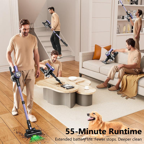 VICEASE Cordless Vacuum Cleaner 500W 46Kpa 50Mins Runtime Self-Standing Wall Mount Charging Stick Vacuum for Hard Floor Carpet Pet Hair Car with 3 Nozzles