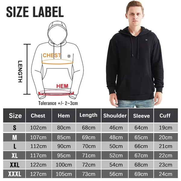 Women USB Heating Hoodies Men Vintage Gothic Heated Jacket Long Sleeve Streetwear Loose Coats Harajuku Sweatshirts