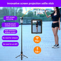 Multi Functional Projection Rear Camera Selfie Stick, Phone Tripod, with Selfie Monitor Screen and 2 LED Fill Lights,With Brush Tiktok Bluetooth Remote Control Scrolling ,For Content Creator Vlog Live Stream Video Recording