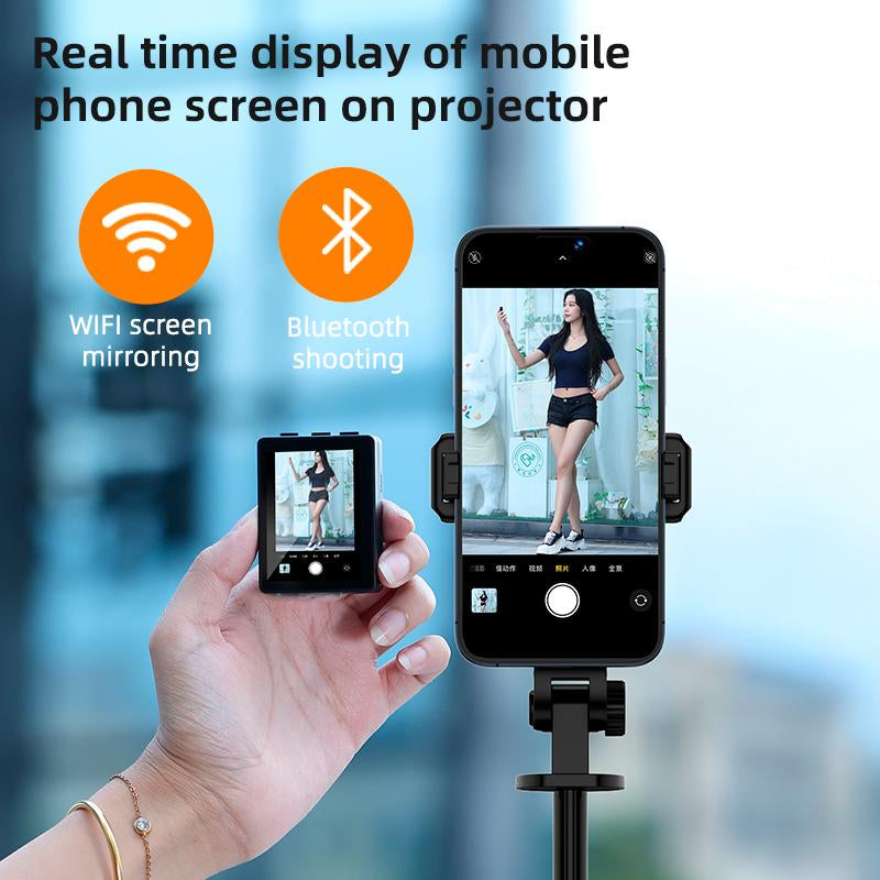 Multi Functional Projection Rear Camera Selfie Stick, Phone Tripod, with Selfie Monitor Screen and 2 LED Fill Lights,With Brush Tiktok Bluetooth Remote Control Scrolling ,For Content Creator Vlog Live Stream Video Recording