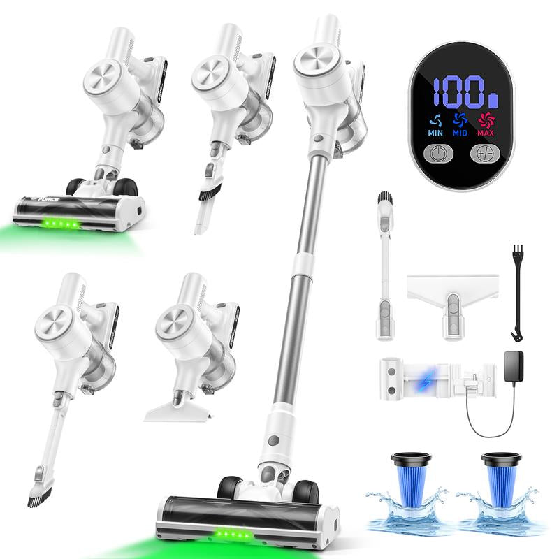 VICEASE Cordless Vacuum Cleaner 500W 46Kpa 50Mins Runtime Self-Standing Wall Mount Charging Stick Vacuum for Hard Floor Carpet Pet Hair Car with 3 Nozzles