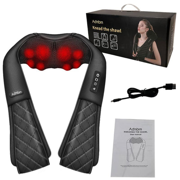 Admbm Shiatsu Back and Neck Massager, Back Massager Deep Tissue Kneading Neck and Shoulder Massage with Heat, Electric Massage Pillow Fathers Day Gift Ideas from Daughter Son(Wireless)