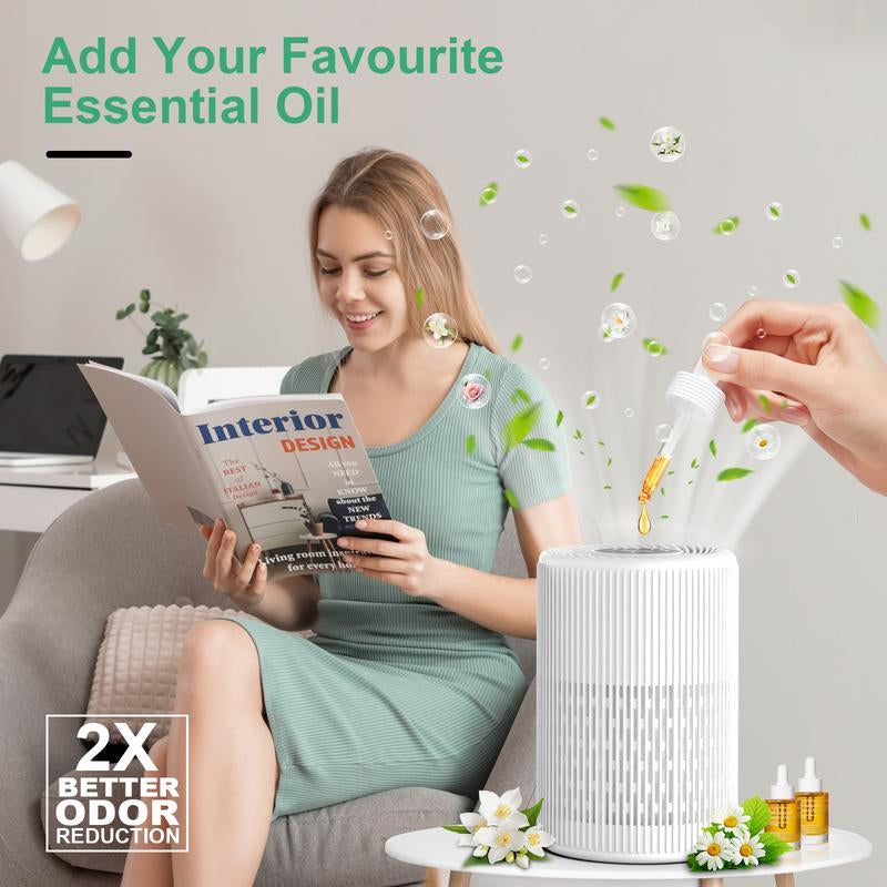 FRESHDEW Air Purifier for Home , up to 1300Ft² for Smoke Pet Dander Odors with Fragrance Sponge,H13 True HEPA Air Purifier Cleaner with 360° Air Inlet 15Db Sleep Mode#Tiktokshopbacktoschool