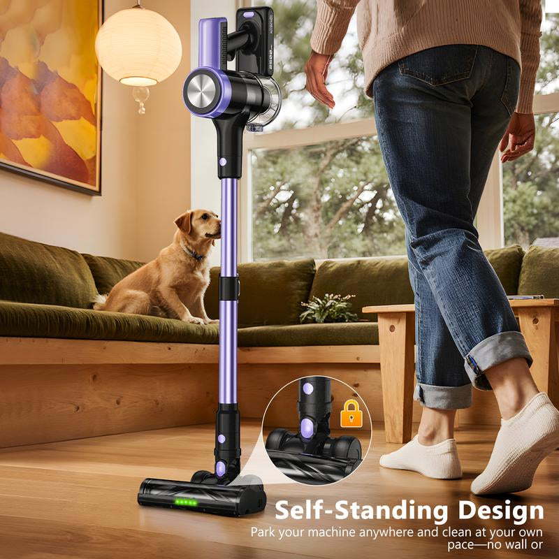 VICEASE Cordless Vacuum Cleaner 500W 46Kpa 50Mins Runtime Self-Standing Wall Mount Charging Stick Vacuum for Hard Floor Carpet Pet Hair Car with 3 Nozzles