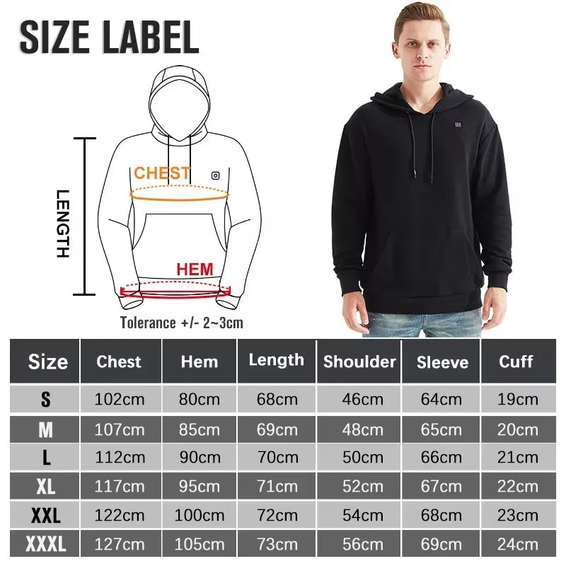 Women USB Heating Hoodies Men Vintage Gothic Heated Jacket Long Sleeve Streetwear Loose Coats Harajuku Sweatshirts