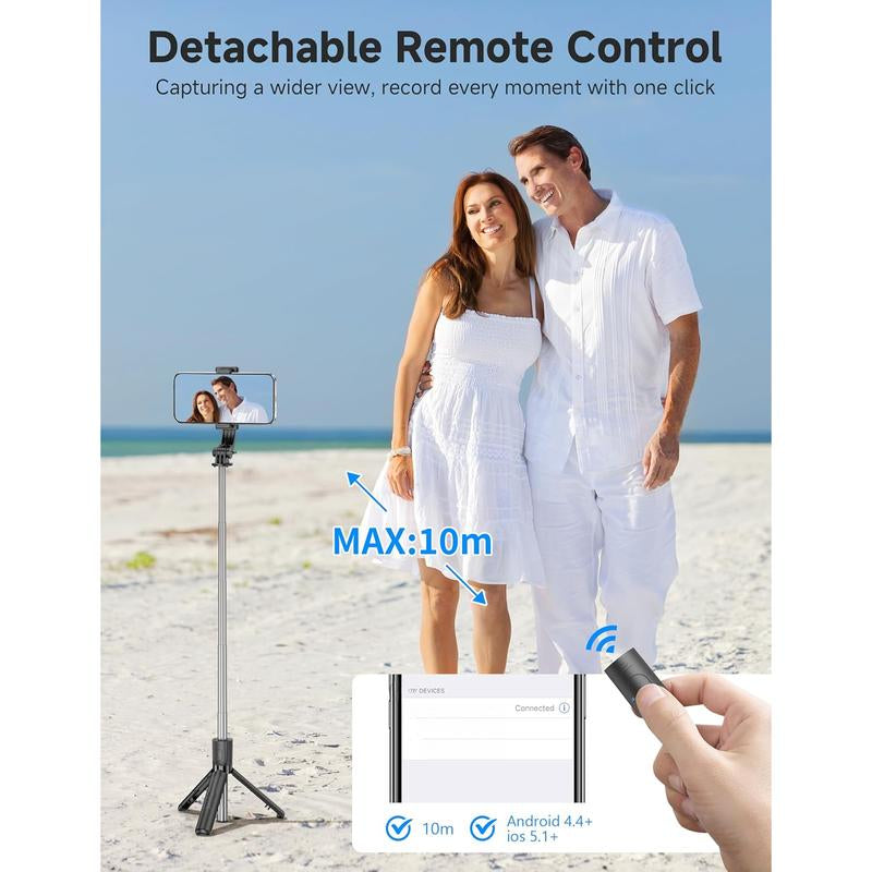 Portable Selfie Stick, 4 in 1 Extendable Phone Tripod Stand with Detachable Remote & Phone Holder 360? Rotating Mini Travel Tripod Compatible with 16/15/14/13 Pro/Android/