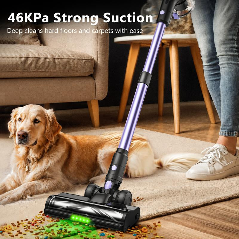 VICEASE Cordless Vacuum Cleaner 500W 46Kpa 50Mins Runtime Self-Standing Wall Mount Charging Stick Vacuum for Hard Floor Carpet Pet Hair Car with 3 Nozzles